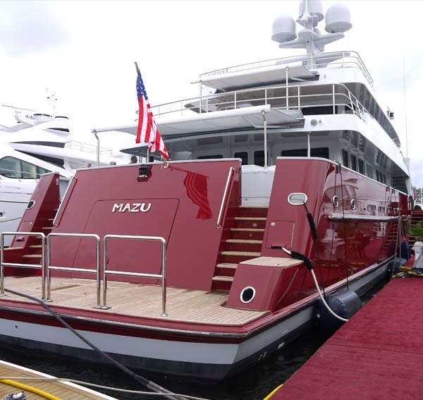 Cheoy Lee motor yacht Mazu on display at the 2012 FLIBS