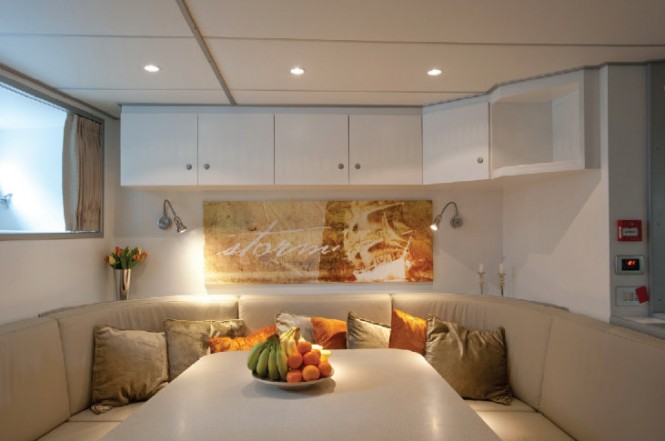 Crew mess aboard luxury yacht Be Mine after refit by Huisfit