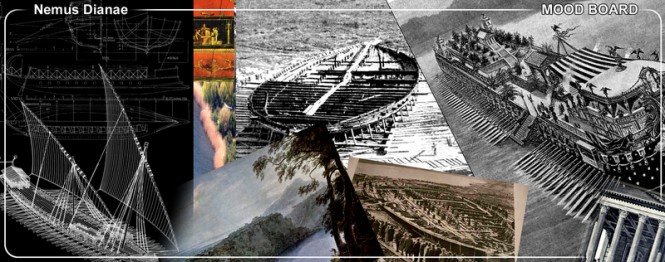 Filippo Taiani designed 80m Nemus Dianae yacht concept inpired by the boat of Caligola