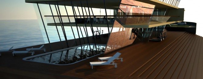 Luxury yacht Nemus Dianae concept - Swimming pool