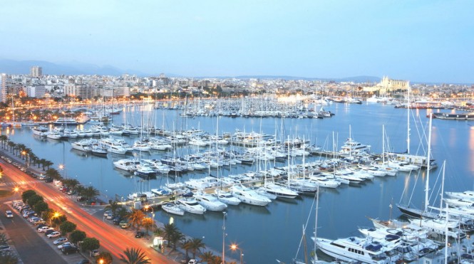 Luxury yachts anchored at Palma Marina