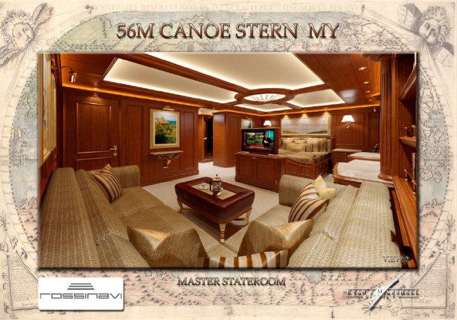 Master Stateroom aboard the 56m Rossinavi Canoe Stern yacht
