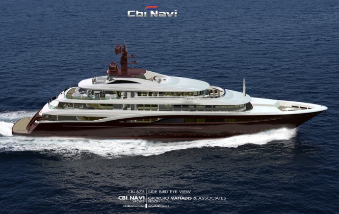 Megayacht Cbi 675 project - side view