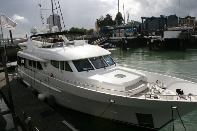 Moonen 94 superyacht Infinity currently under refit at Endeavour Quay