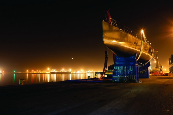 Second Southern Wind SW94 superyacht Windfall waiting for the launch