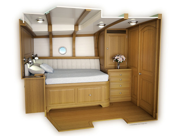 Tempus 90 yacht forward guest cabin