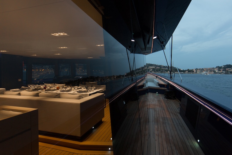 Wally50m Better Place yacht - Glass deck house starboard side looking forward - Photo Gilles Martin-Raget