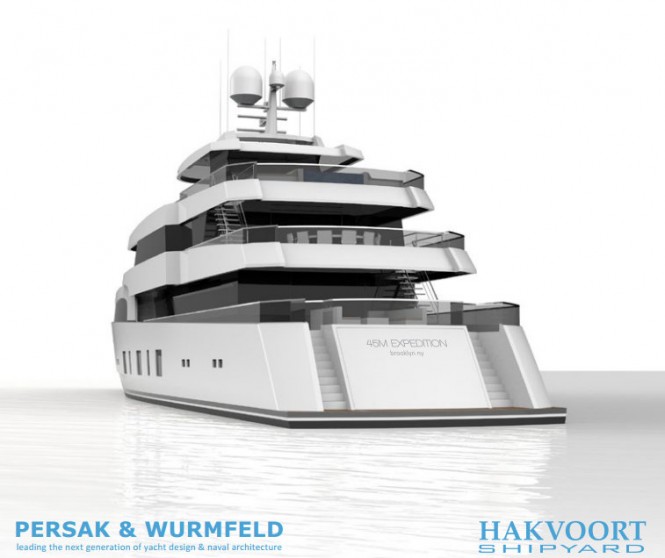 45m Persak Wurmfeld Yacht Project for Hakvoort - rear view