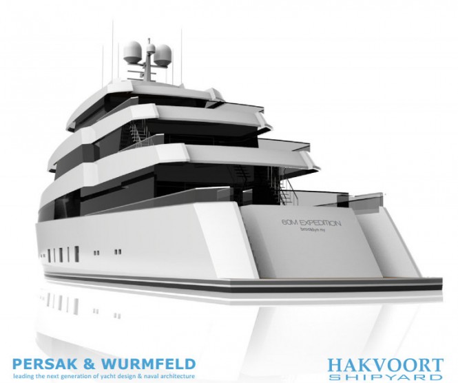 60m Persak Wurmfeld Yacht Concept for Hakvoort - rear view