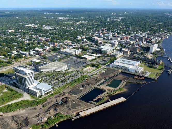 Construction of the Port City Marina - view from above