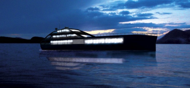 Jolly Roger superyacht design by night