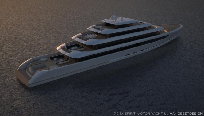 Luxury motor yacht Spirit design - rear view