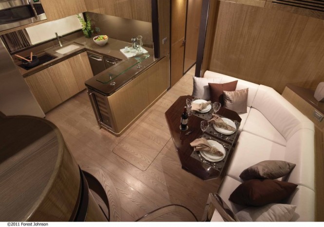 Luxury yacht Alpha 76' Express - Galley and Dining Photo by Forest Johnson