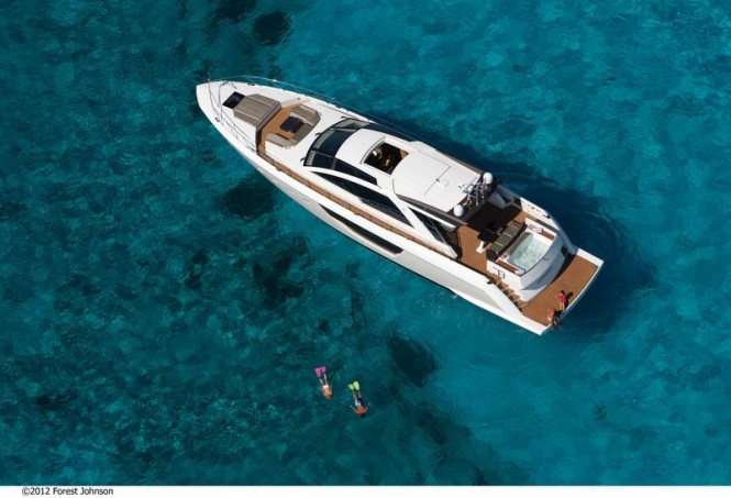 Luxury yacht Alpha 76' Express - view from above Photo by Forest Johnson