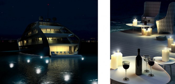 Luxury yacht Jolly Roger concept - rear view