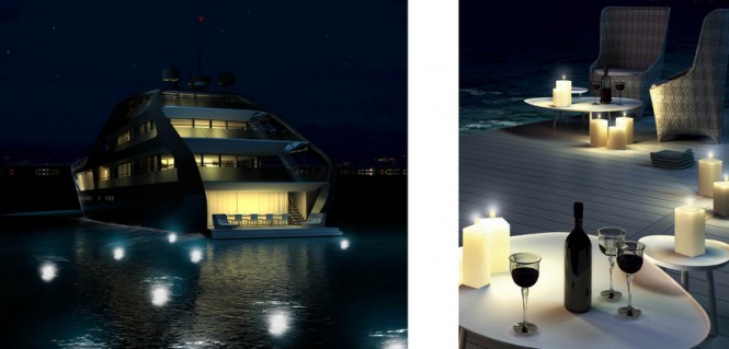 Luxury yacht Jolly Roger concept - rear view