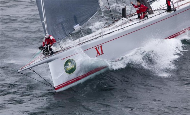 Maxi yacht Wild Oats Xi after the start - Photo credit Rolex Daniel Forster