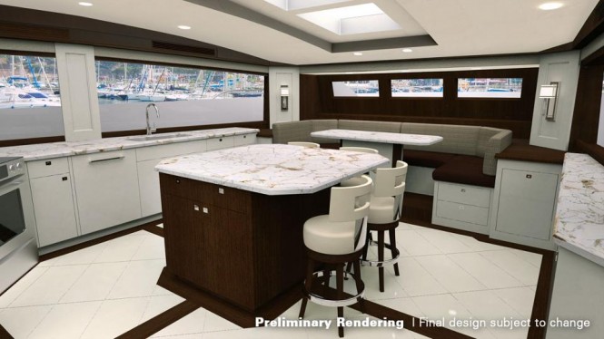 Preliminary rendering of the 100 RPH superyacht's galley