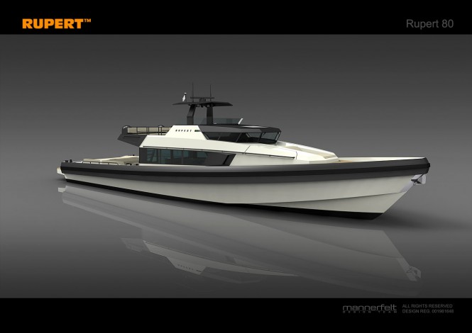 Rendering of the luxury motor yacht Rupert 80 in build at Rupert Marine