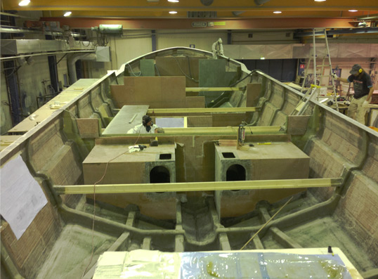 Rupert Marine working on the 80ft luxury motor yacht Rupert 80