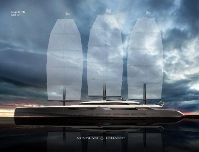 106 m sailing Yacht SOLAR project by Oceanco Designed by Nuvolari Lenard Design - Image courtesy of Nuvolari Lenard Design