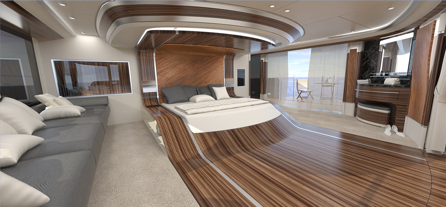 50 m Wilkinson and Foster Yacht Conversion Design Master Cabin