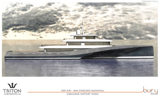 60m Bury explorer yacht concept - side view