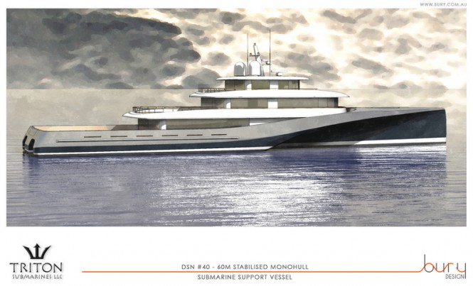 60m Bury yacht concept - aft view