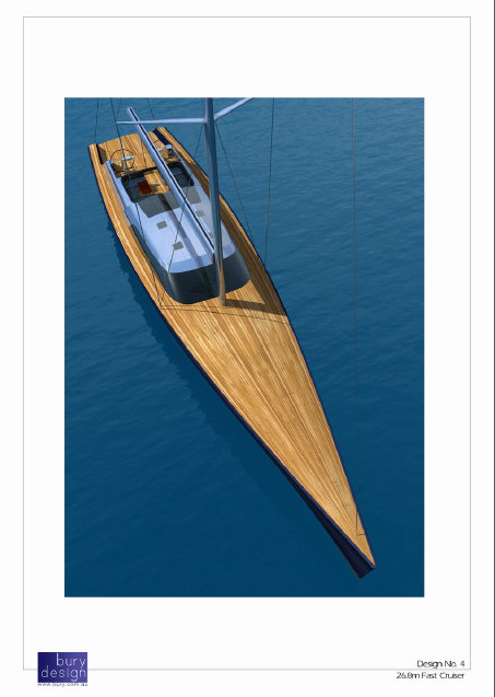85' Bury sailing yacht design - view from above