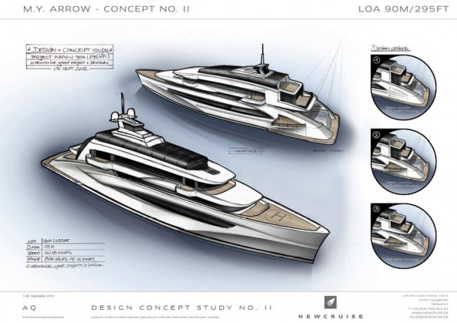 Beautiful Arrow 90 yacht concept by Newcruise