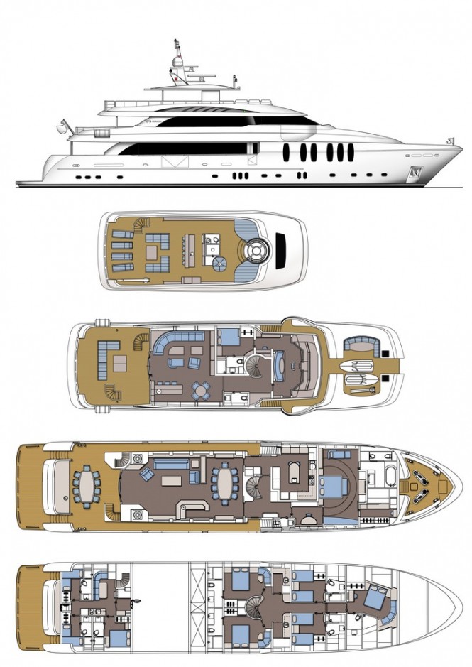 Horizon P136 yacht model - Profile and GA