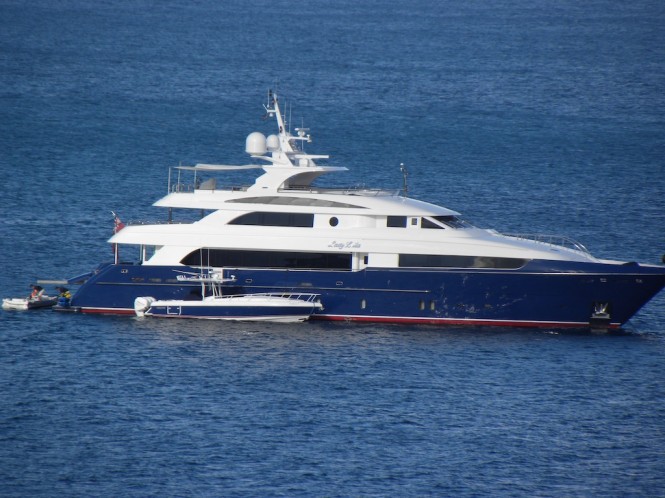 Luxury charter yacht Lady Leila in the Caribbean - near Pinney's Beach on Nevis - Photo by Scott Henderson