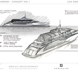 Unique 90-metre motor yacht Arrow 90 concept by Newcruise