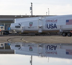 ORACLE TEAM USA wing two for Defender’s first AC72 yacht arrives in San Francisco