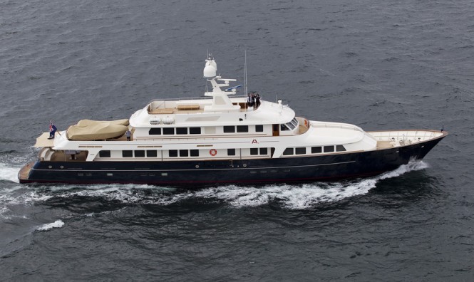 Pendennis refitted motor yacht A2 (ex Masquerade of Sole) on her Maiden Voyage
