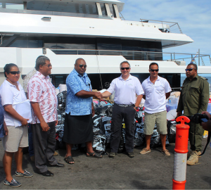 Relief supplies arrive in Fiji aboard luxury expedition yacht BIG FISH
