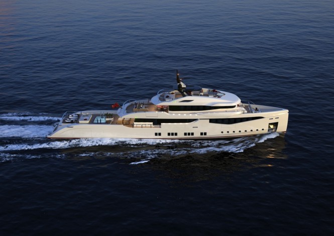 RMK 5000 True Luxury Explorer superyacht design - view from above