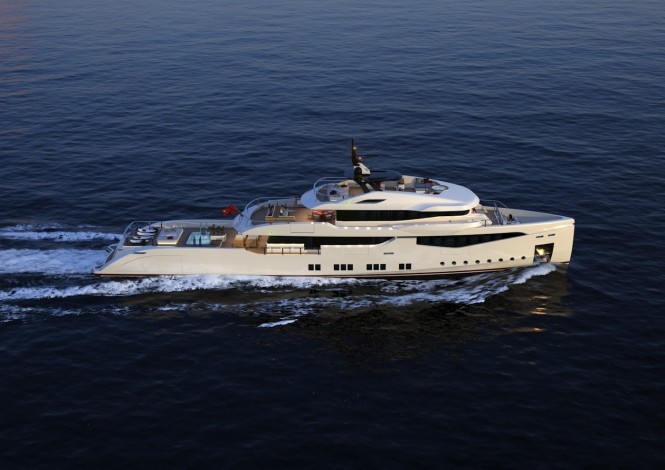 RMK 5000 True Luxury Explorer superyacht design - view from above