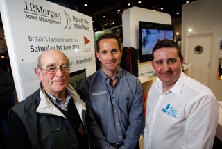 The Commodore of the Island Sailing Club, Rod Nicholls (left), joined Sir Ben Ainslie and Frank Fletcher from the Ellen MacArthur Cancer Trust at today's launch. Photo: Paul Wyeth