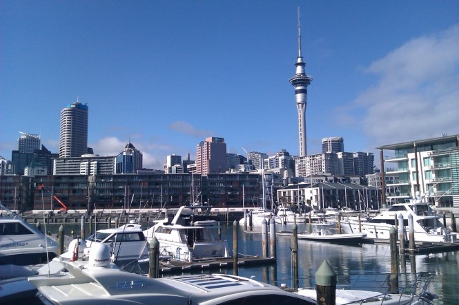 Waterfront Auckland's Viaduct Marina situated in a popular NZ yacht charter location - Auckland