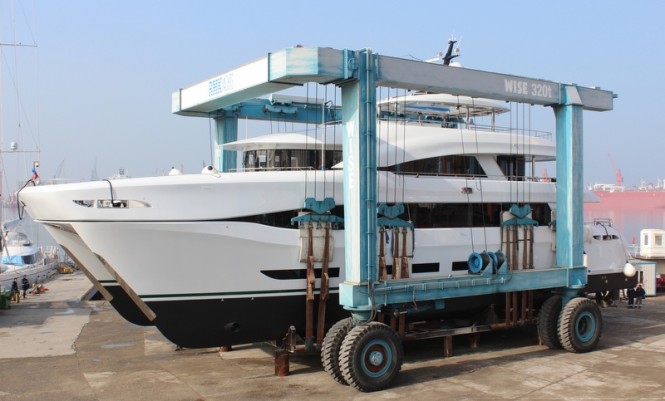 110ft catamaran yacht Quaranta at launch