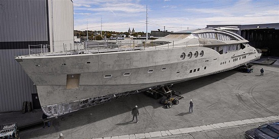 65 m Palmer Johnson mega yacht Project Stimulus under construction