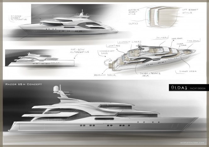 65m mega yacht Project RAZOR by Uldas Design