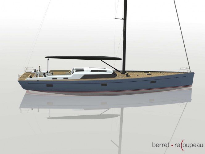 72ft racer/cruiser sailing yacht Bougainville under construction at Claasen Shipyards