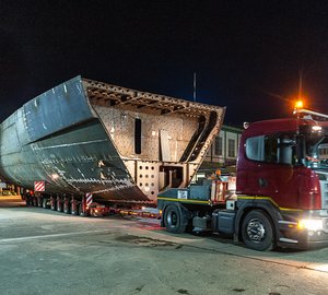 Admiral Tecnomar move 2nd hull of the motor yacht Admiral Maxima 47