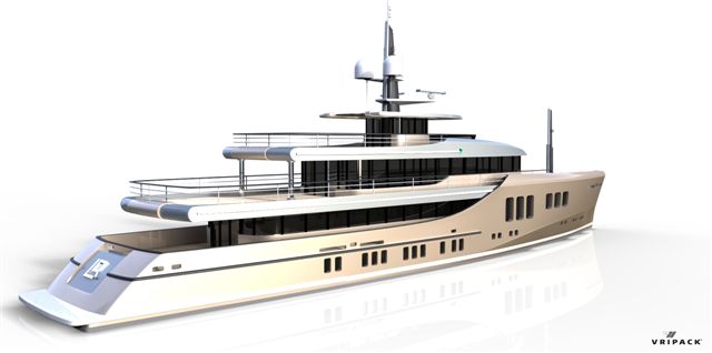 Exclusive renderings of the 50m Project Liquid by Vripack (a 50m version of the 85m Mega Yacht Project Liquid Silver)