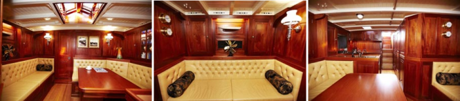 Interior of the beautifully restored classic saling yacht Hurrica V