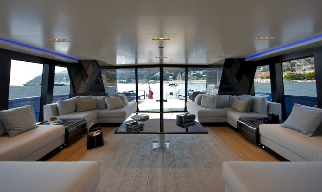 Luxury superyacht Better Place - Main salon looking aft - Photo by Toni Meneguzzo