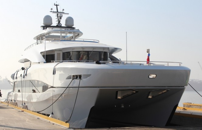 Luxury yacht Quaranta on the water
