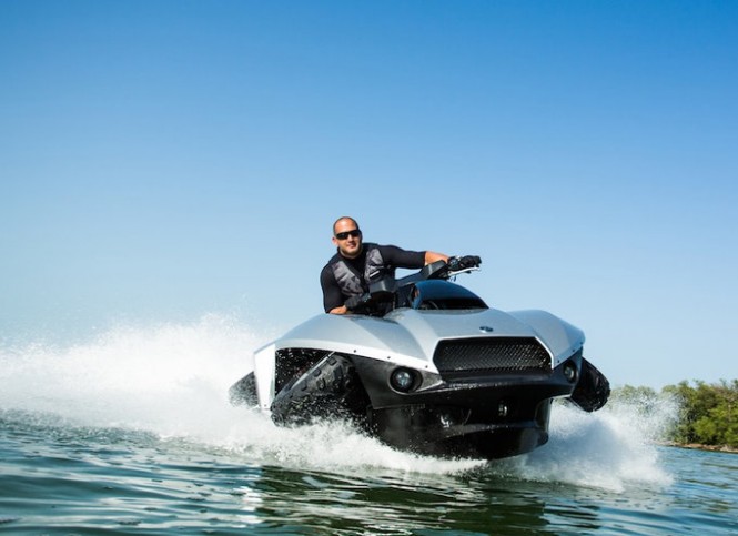 Highly innovative super yacht toy Quadski on the water